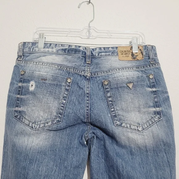 Y2K GUESS Jeans Boyfriend Distressed Button Fly 100% Cotton Denim Jeans Size 30 - Picture 5 of 15